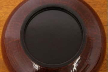 アンティーク雑貨　大正昭和期　古い木製の漆塗菓子鉢(大平)