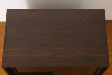 アンティーク家具　クリアガラス引き戸!古い木製の小さな収納棚