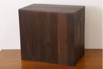 アンティーク家具　クリアガラス引き戸!古い木製の小さな収納棚