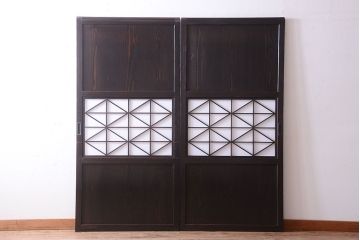 古民具・骨董　和モダンスタイル!古い木の上品な障子戸2枚セット(帯戸)(2)