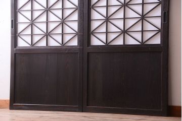 古民具・骨董　和モダンスタイル!古い木の上品な障子戸2枚セット(帯戸)(2)