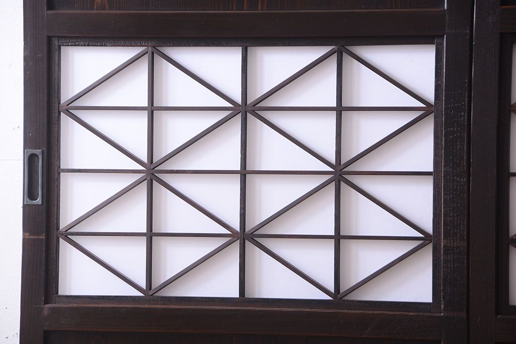 古民具・骨董　和モダンスタイル!古い木の上品な障子戸2枚セット(帯戸)(2)