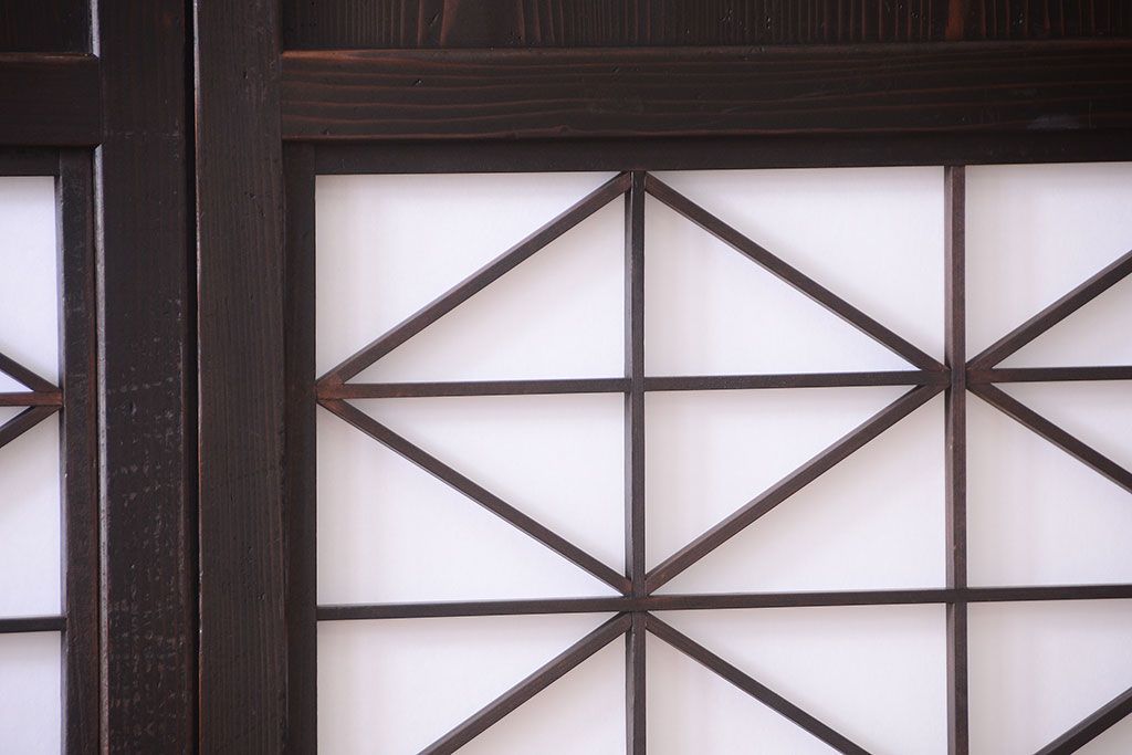 古民具・骨董　和モダンスタイル!古い木の上品な障子戸2枚セット(帯戸)(2)