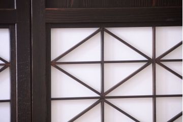 古民具・骨董　和モダンスタイル!古い木の上品な障子戸2枚セット(帯戸)(2)