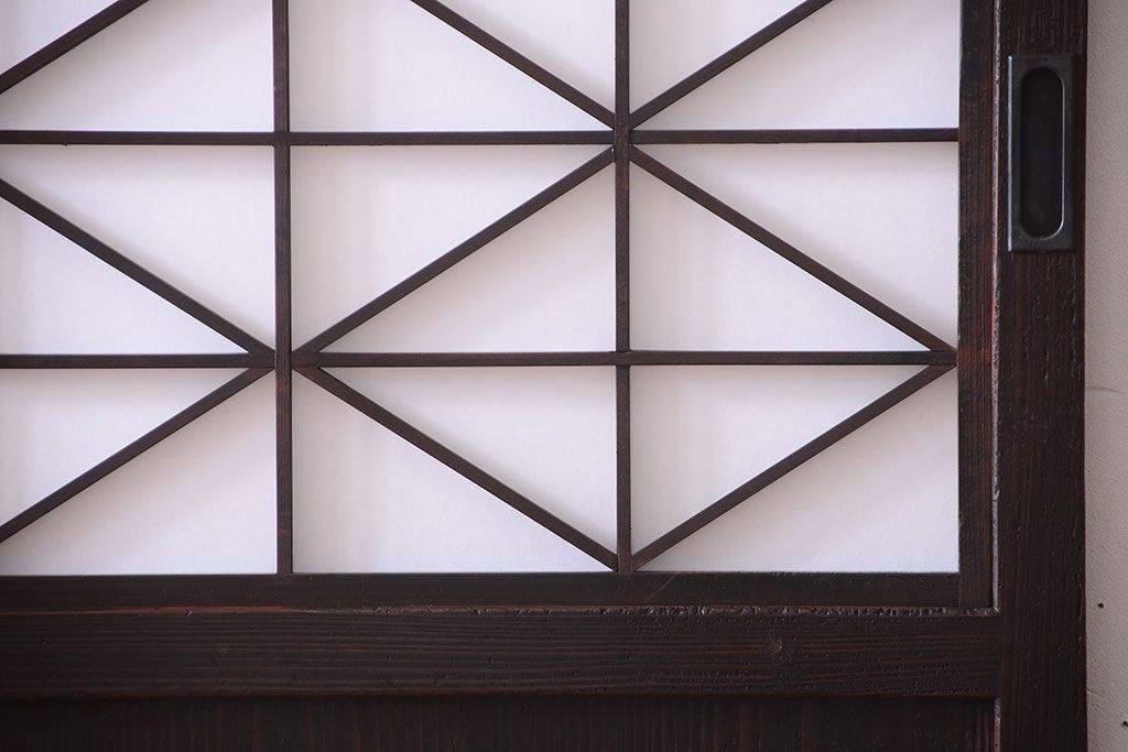 古民具・骨董　和モダンスタイル!古い木の上品な障子戸2枚セット(帯戸)(2)