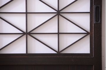 古民具・骨董　和モダンスタイル!古い木の上品な障子戸2枚セット(帯戸)(2)
