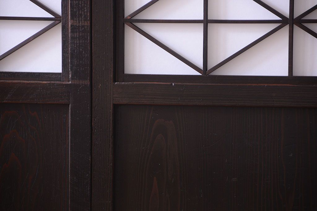 古民具・骨董　和モダンスタイル!古い木の上品な障子戸2枚セット(帯戸)(2)