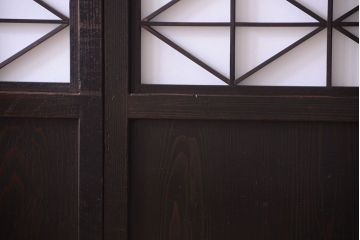 古民具・骨董　和モダンスタイル!古い木の上品な障子戸2枚セット(帯戸)(2)