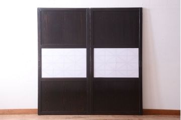 古民具・骨董　和モダンスタイル!古い木の上品な障子戸2枚セット(帯戸)(2)