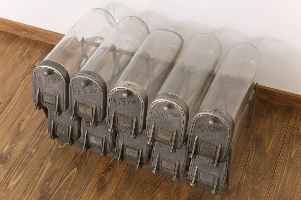 アンティーク雑貨　アンティーク　古い10連ガラス瓶　PERFECT-VESSEL