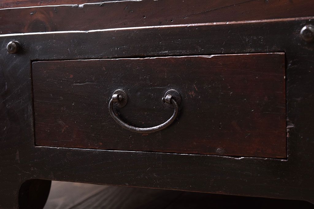 アンティーク家具　古民具・骨董　江戸期　凝った造りの米沢車箪笥