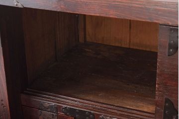 アンティーク家具　古民具・骨董　江戸期　凝った造りの米沢車箪笥