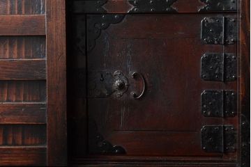 アンティーク家具　古民具・骨董　江戸期　凝った造りの米沢車箪笥