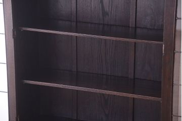 アンティーク家具　オーク材製　ステンドグラス入り!イギリスアンティークの上質なブックケース(本箱・戸棚)