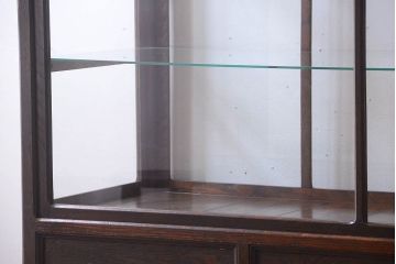 アンティーク家具　総栗材!大正ロマン　和製アンティークの脚付きガラスケース