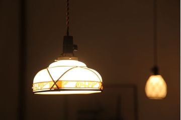 網目デザイン　大正ロマンなミルクガラスの天井照明(1)