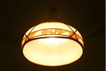 網目デザイン　大正ロマンなミルクガラスの天井照明(1)