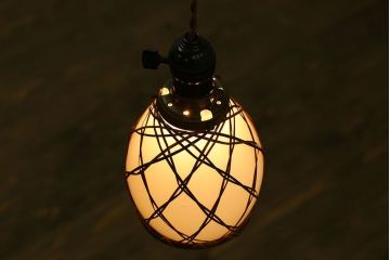 網目デザイン　大正ロマンなミルクガラスの天井照明(2)