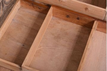 レトロ家具　古い木製のレトロな収納棚(モールガラス入り)