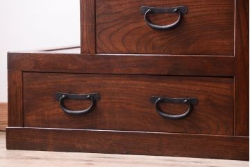 アンティーク家具　極上品　古民具・骨董　三方欅材のアンティーク階段箪笥