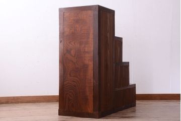 アンティーク家具　極上品　古民具・骨董　三方欅材のアンティーク階段箪笥