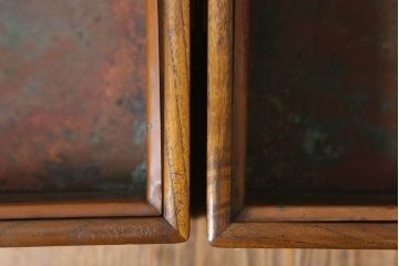 アンティーク雑貨　古いタモ材のアンティーク角火鉢2つセット