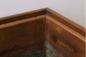 アンティーク雑貨　古いタモ材のアンティーク角火鉢2つセット