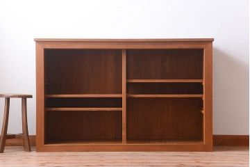 アンティーク家具　古い木製の和風な木味アンティークサイドキャビネット(水屋箪笥・収納棚)(1)