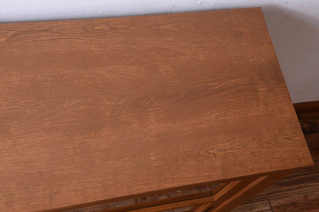 アンティーク家具　古い木製の和風な木味アンティークサイドキャビネット(水屋箪笥・収納棚)(1)