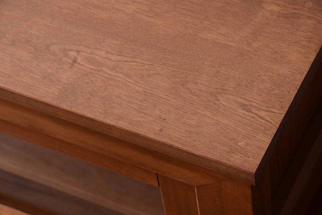 アンティーク家具　古い木製の和風な木味アンティークサイドキャビネット(水屋箪笥・収納棚)(1)