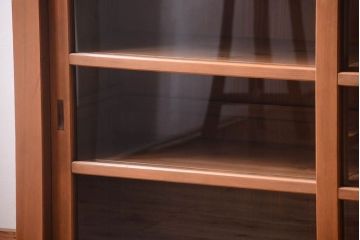 アンティーク家具　古い木製の和風な木味アンティークサイドキャビネット(水屋箪笥・収納棚)(1)