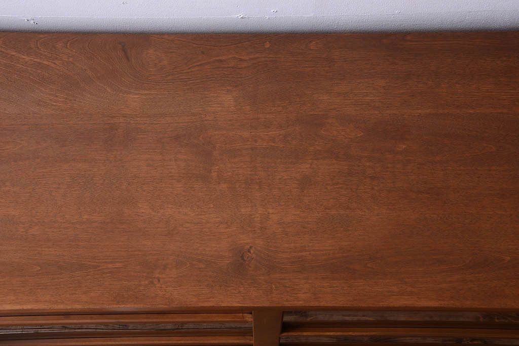 アンティーク家具　古い木製の和風な木味アンティークサイドキャビネット(水屋箪笥・収納棚)(2)