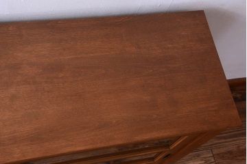 アンティーク家具　古い木製の和風な木味アンティークサイドキャビネット(水屋箪笥・収納棚)(2)