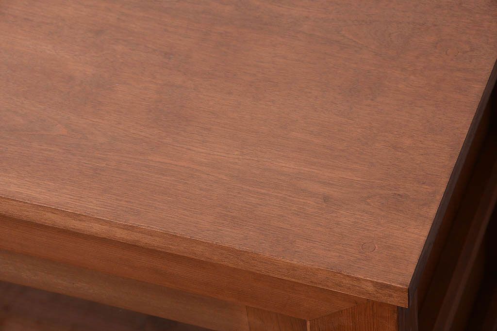 アンティーク家具　古い木製の和風な木味アンティークサイドキャビネット(水屋箪笥・収納棚)(2)