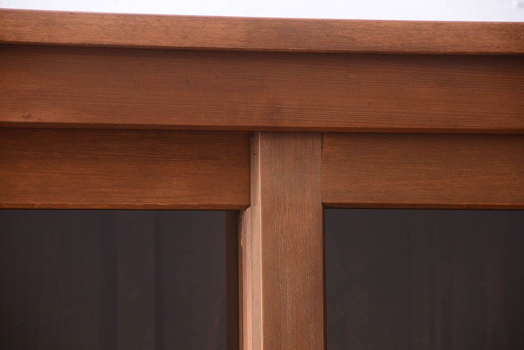 アンティーク家具　古い木製の和風な木味アンティークサイドキャビネット(水屋箪笥・収納棚)(2)