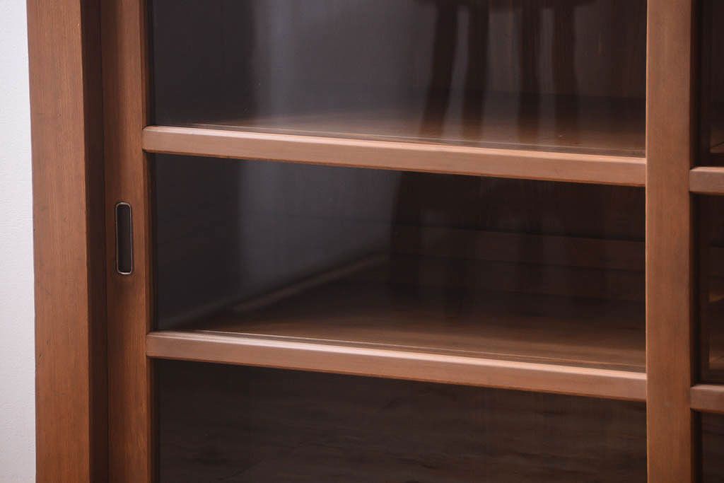 アンティーク家具　古い木製の和風な木味アンティークサイドキャビネット(水屋箪笥・収納棚)(2)