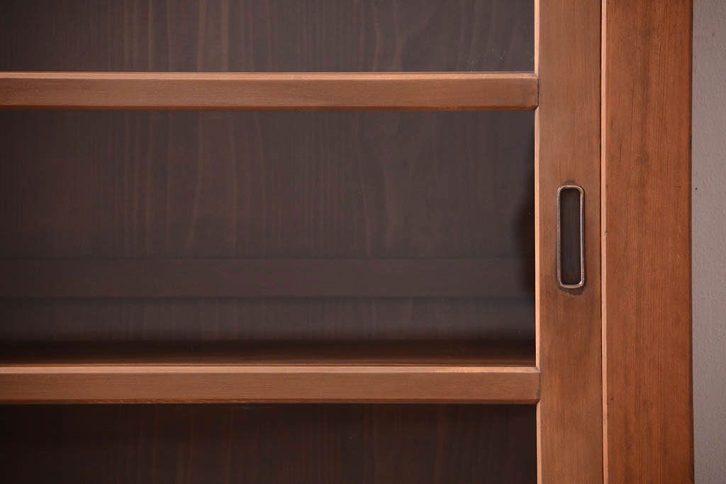 アンティーク家具　古い木製の和風な木味アンティークサイドキャビネット(水屋箪笥・収納棚)(2)