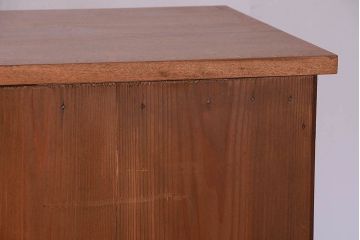 アンティーク家具　古い木製の和風な木味アンティークサイドキャビネット(水屋箪笥・収納棚)(2)