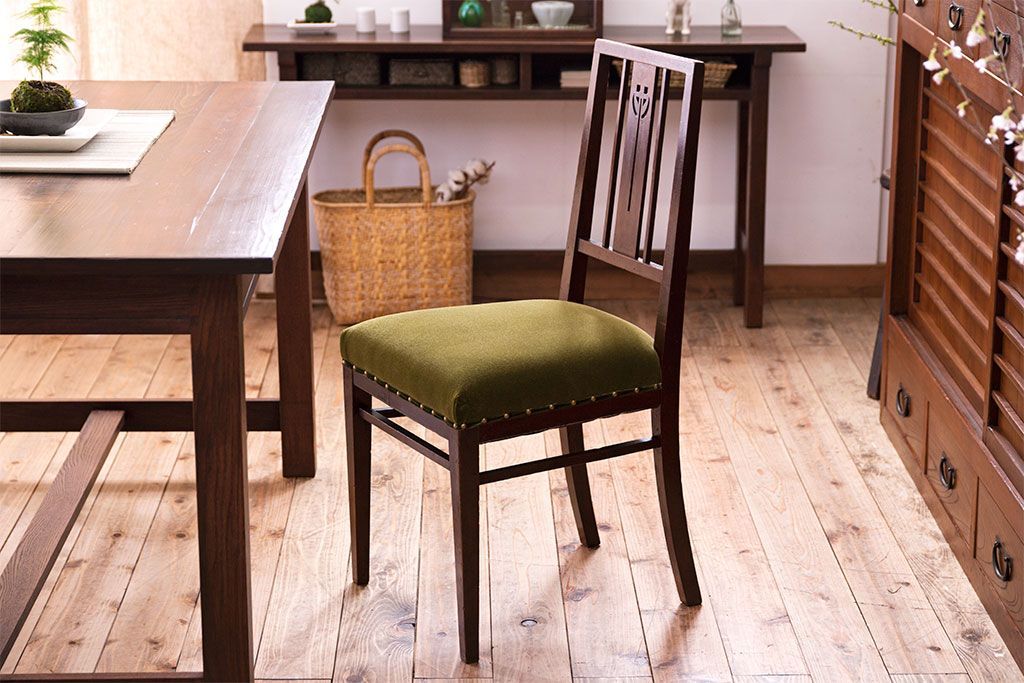 アンティーク家具　大正ロマン　古いナラ材製のアンティークチェア(椅子)