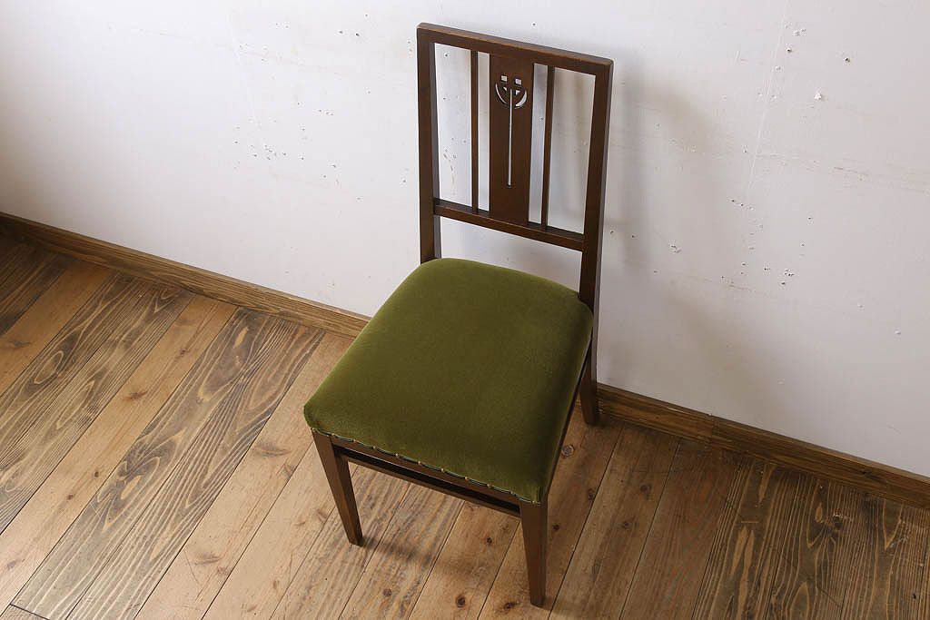 アンティーク家具　大正ロマン　古いナラ材製のアンティークチェア(椅子)