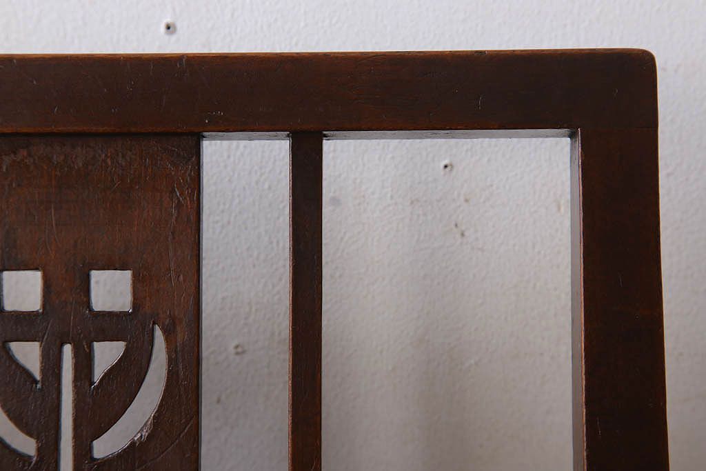 アンティーク家具　大正ロマン　古いナラ材製のアンティークチェア(椅子)