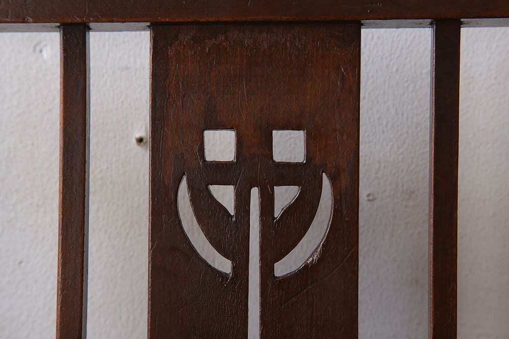 アンティーク家具　大正ロマン　古いナラ材製のアンティークチェア(椅子)