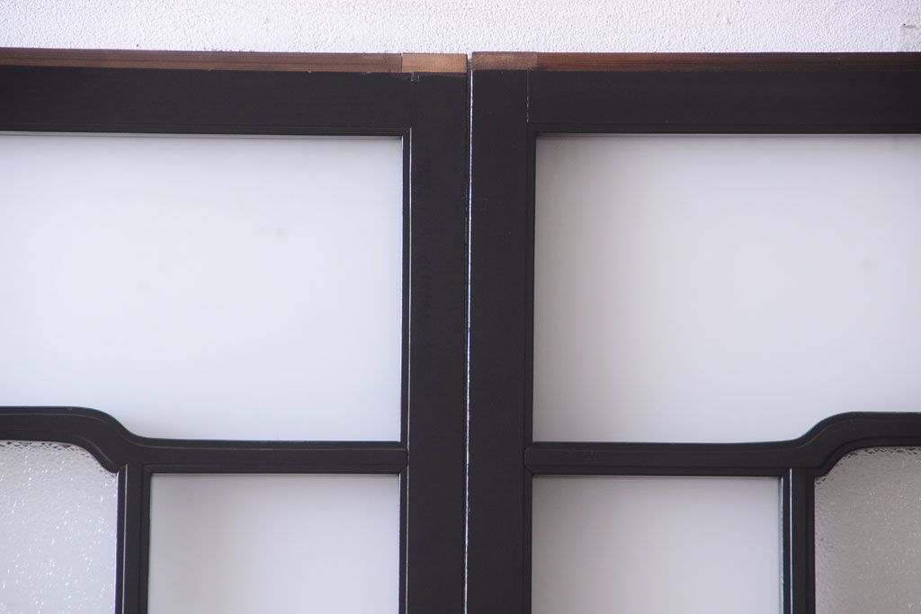 板絵　盛り上げ彩色　美しい絵のガラス戸2枚セット