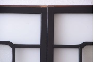 板絵　盛り上げ彩色　美しい絵のガラス戸2枚セット