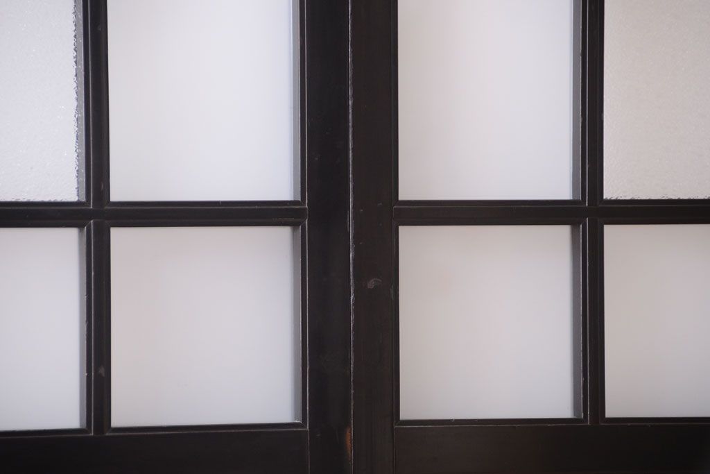 板絵　盛り上げ彩色　美しい絵のガラス戸2枚セット