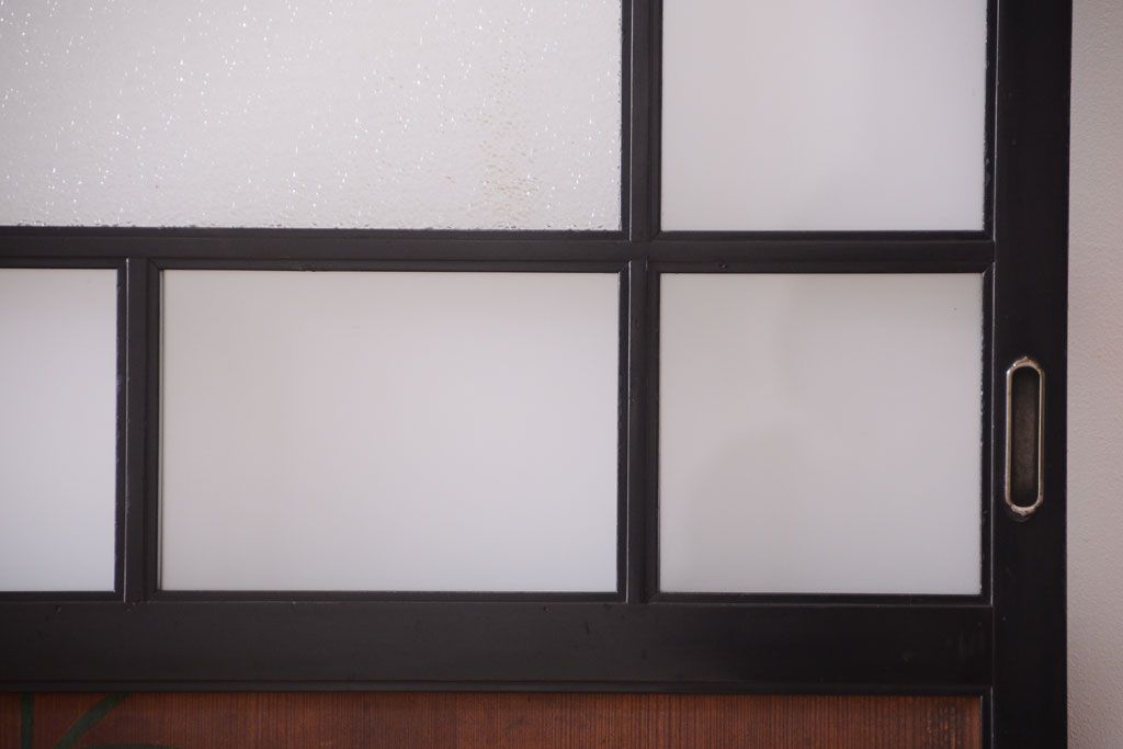 板絵　盛り上げ彩色　美しい絵のガラス戸2枚セット