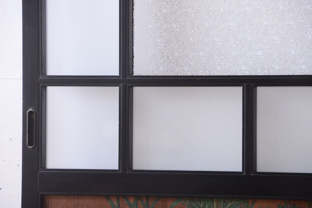 板絵　盛り上げ彩色　美しい絵のガラス戸2枚セット