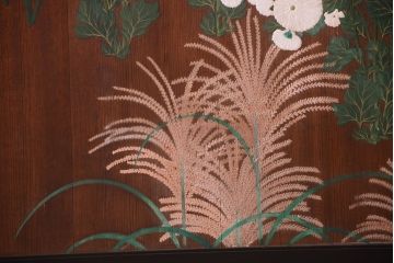 板絵　盛り上げ彩色　美しい絵のガラス戸2枚セット