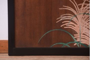 板絵　盛り上げ彩色　美しい絵のガラス戸2枚セット