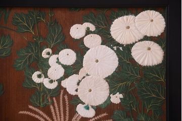 板絵　盛り上げ彩色　美しい絵のガラス戸2枚セット